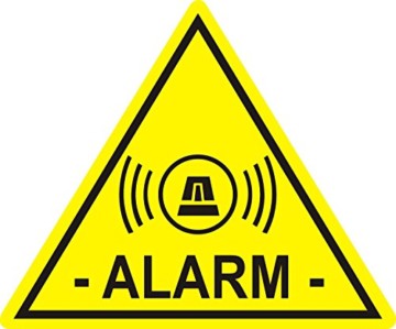 5 Stück Aufkleber "Alarm", iSecur, alarmgesichert, 5x4cm, Art. hin_066_innen, Achtung, Vorsicht, Hinweis auf Alarmanlage, innenklebend für Fensterscheiben, Haus, Auto, LKW, Baumaschinen -